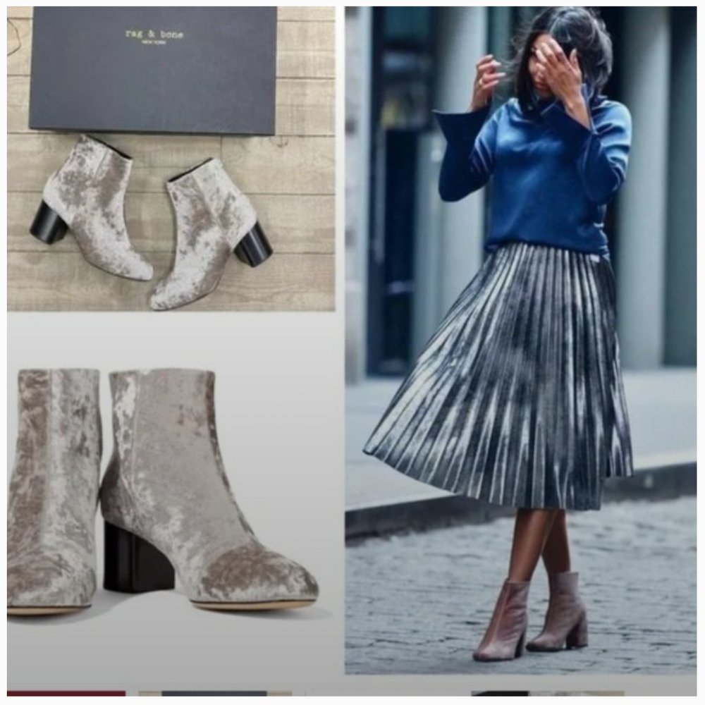 Rag & Bone Dove Velvet  Boots NIB size 7.5